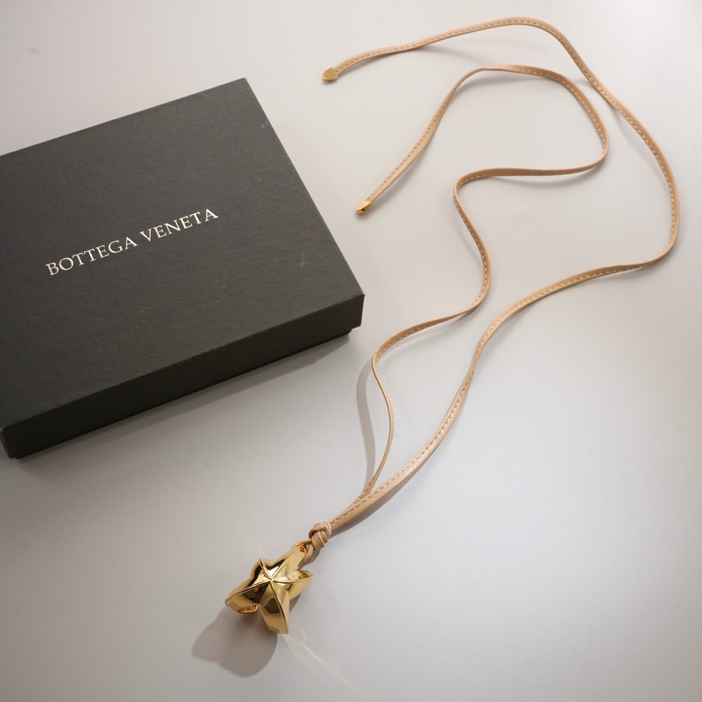 Bottega Veneta Leather and Gold Star Charm Necklace